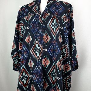 GUC Womens Aztec print Tunic Top 3X